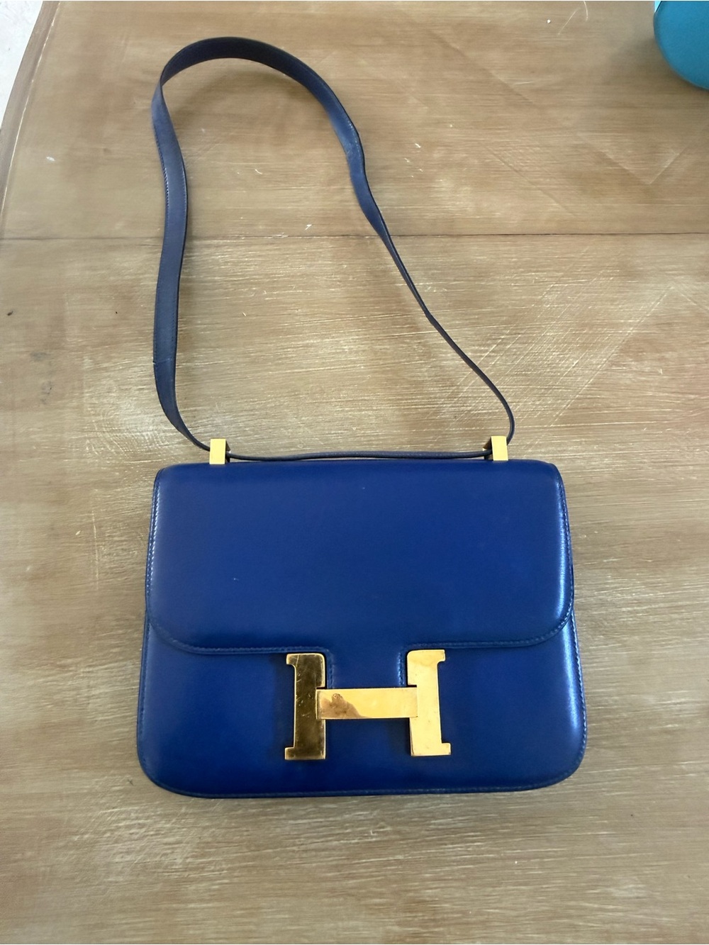 Hermes box calf Blue electrique vintage Constance 24cm